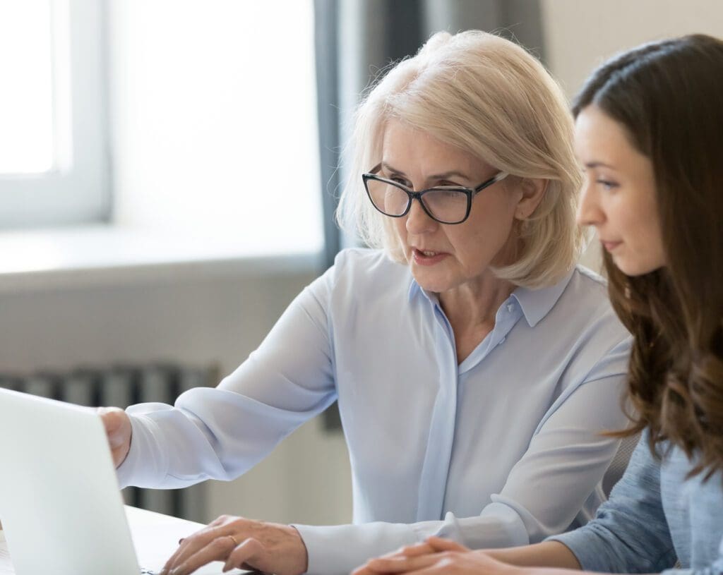 Two colleagues creating strategy