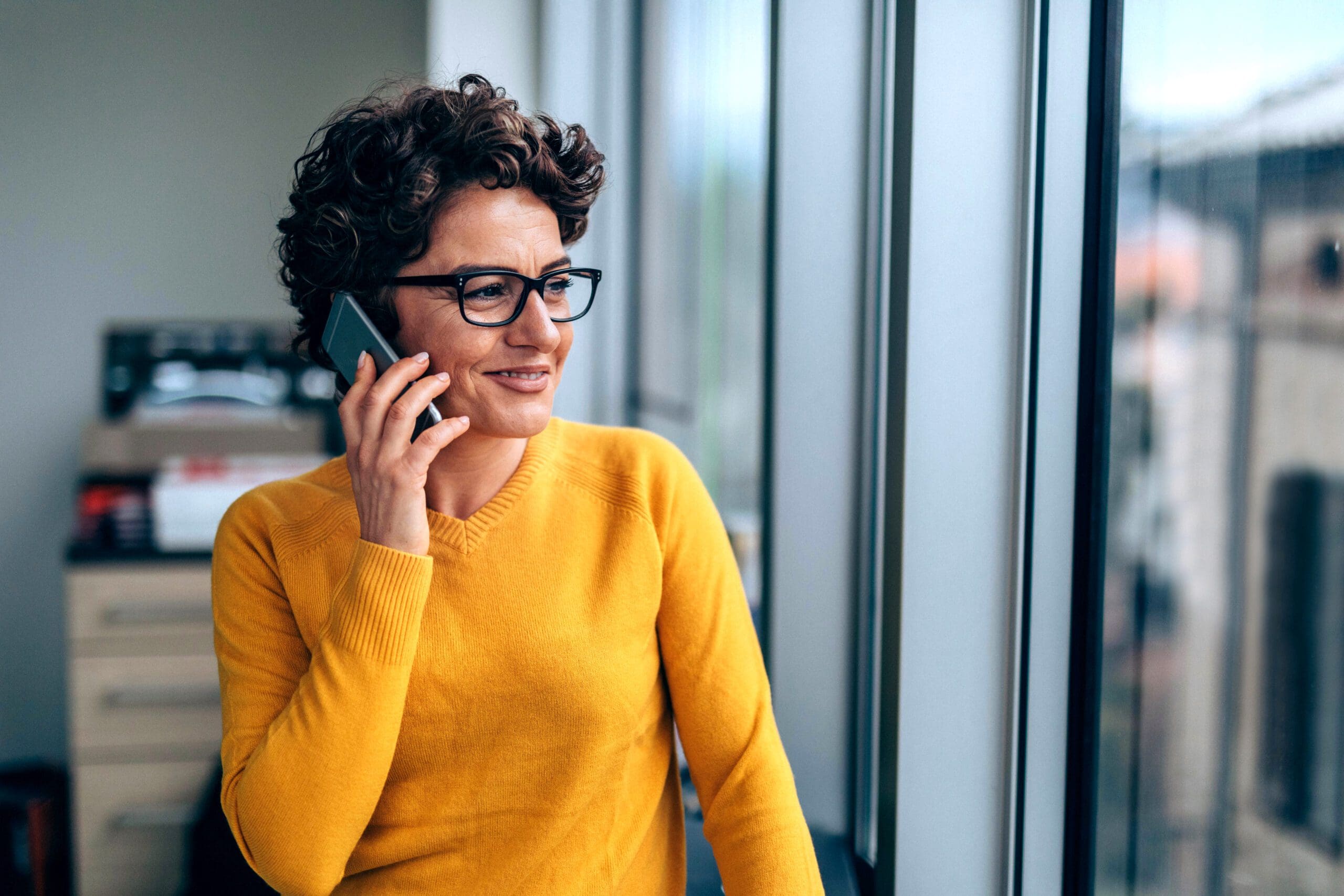 A woman talking via the phone